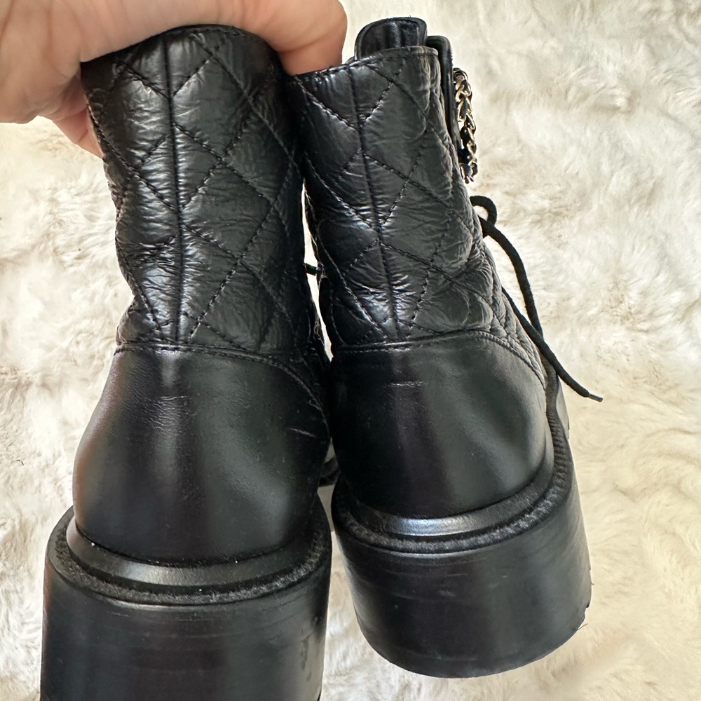 CHANEL Black Quilted Combat Boots - Picture 5 of 8